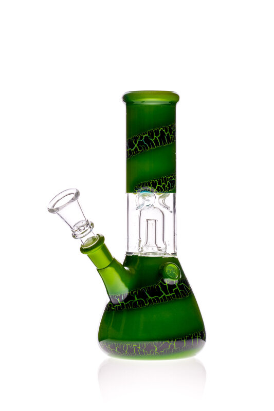 Black Leaf glass water pipe with dome percolator green 14.5