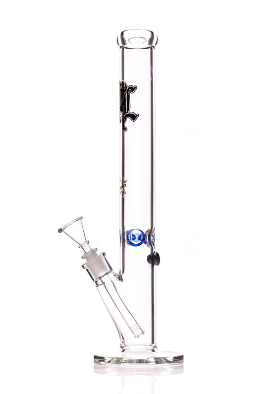 Black Leaf cylinder water pipe 7mm ice blue