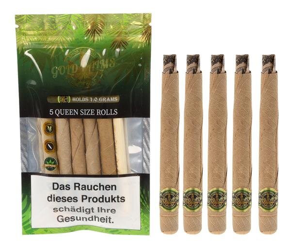 Gold Palms Tendu Blunt Wraps Queen Size 5 pieces