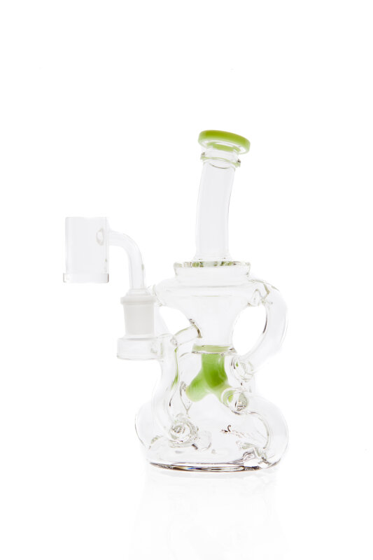 Blaze Recycler Dab Rig oil water pipe green with banger 14.5