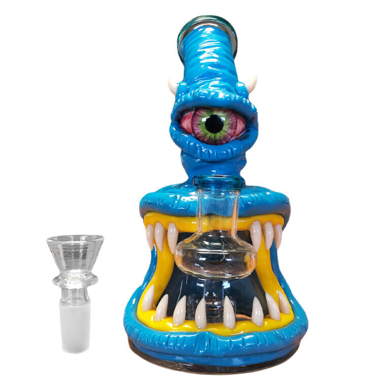 Monster Glass Clay Bong 18 cm Blau