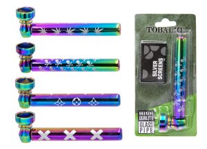 Metall/Glaspfeife "Rainbow Mesh" SET inkl. Siebe